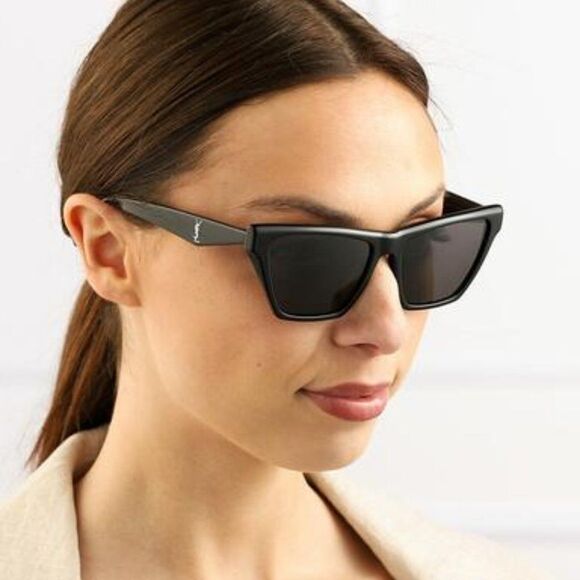 NEW Saint Laurent SLM103 001 Black Gray Gradient Cat Eye Women Sunglasses - Picture 3 of 14